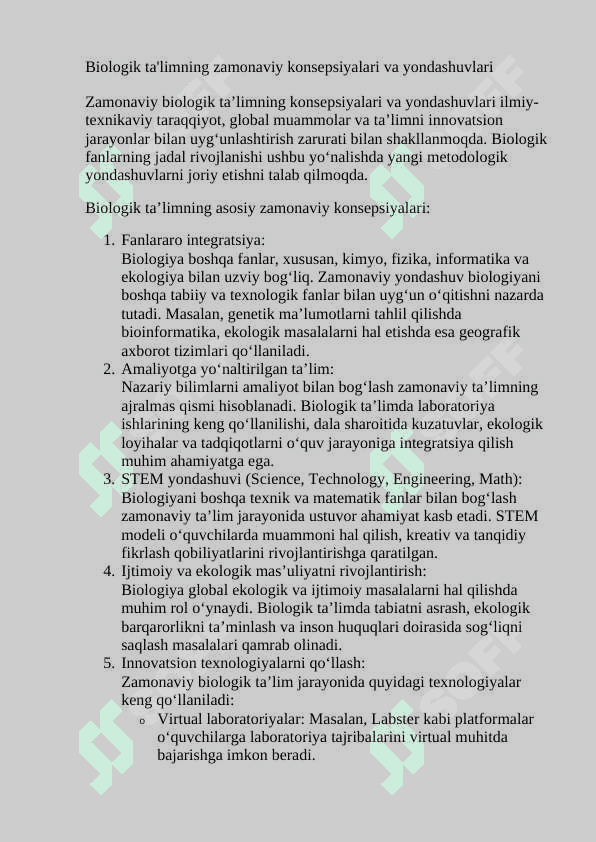 CHET ELLARDAGi  BIOLOGIK TA'LIMNING ÓZIGA XOSLIGI 7