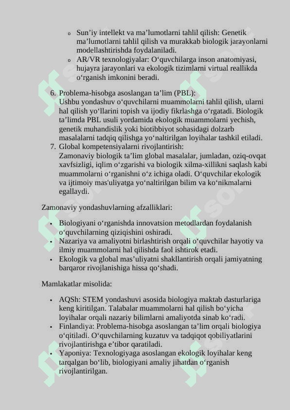 CHET ELLARDAGi  BIOLOGIK TA'LIMNING ÓZIGA XOSLIGI 8