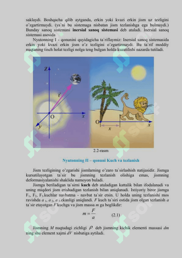 Dinamikaning. Butun olam tortishish qonunlari va fazoviy mexanika  elementlari. 2