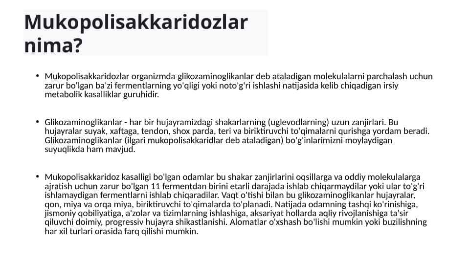 Mukopolisakkaridozlar 1