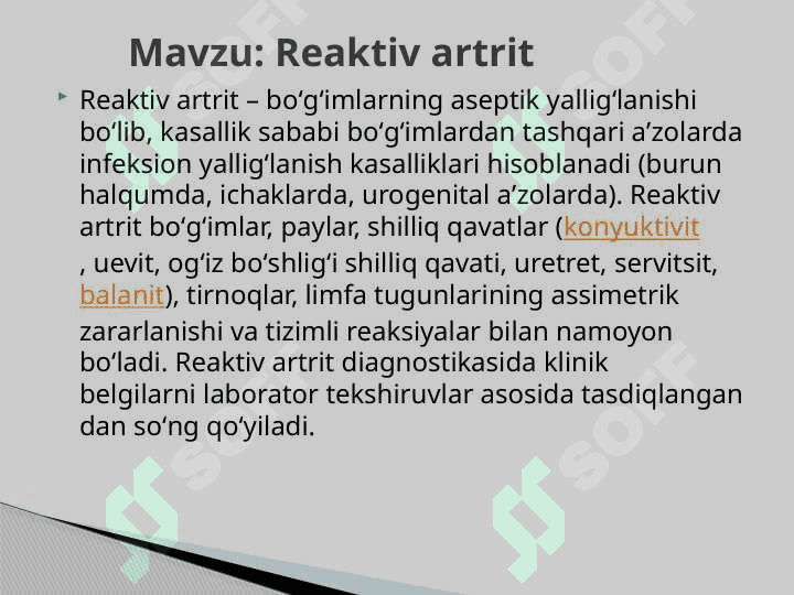 REAKTIV ARTRITLAR 2
