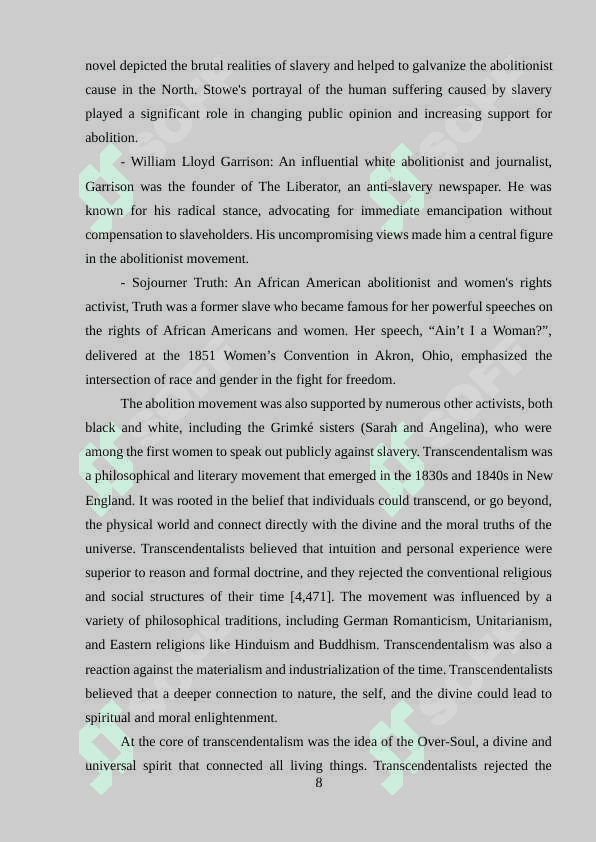 ABOLITIONISM AND TRANSCENDENTALISM IN AMERICAN LITERATURE 8