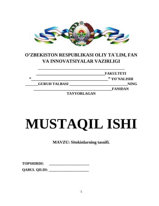 Sitokinlarning tasnifi. 1