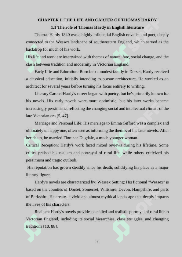 LITERARY WORKS OF THOMAS HARDY 5