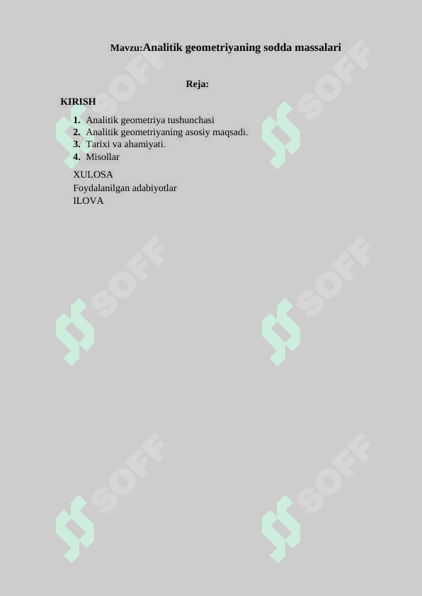 Analitik geometriyaning sodda massalari 2