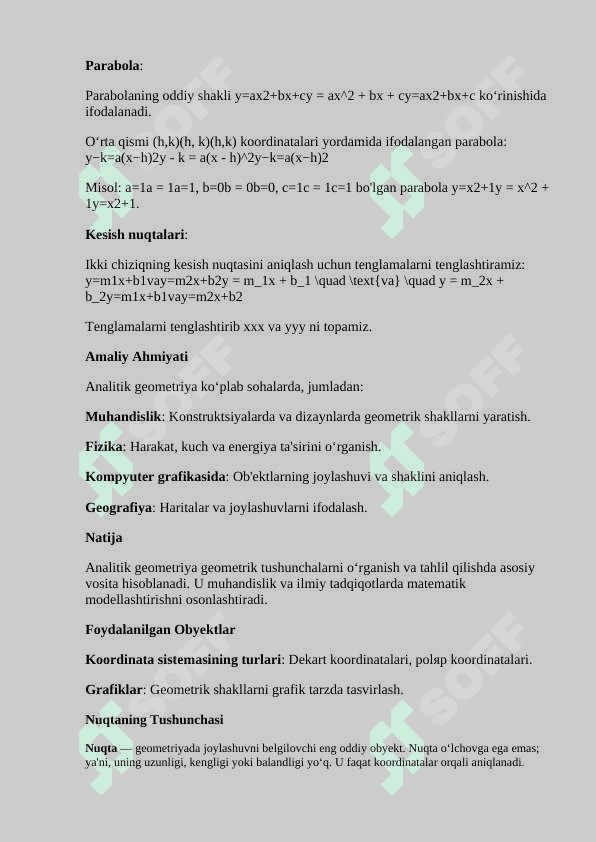 Analitik geometriyaning sodda massalari 5