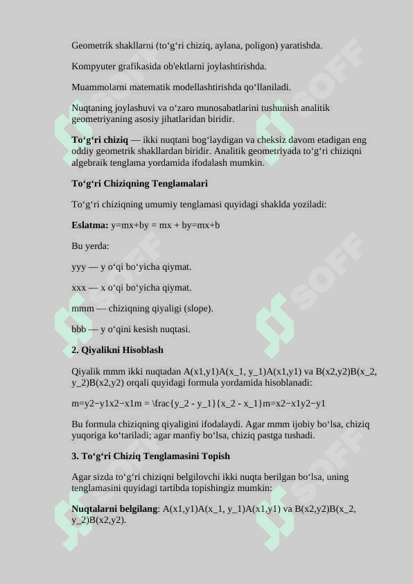 Analitik geometriyaning sodda massalari 7