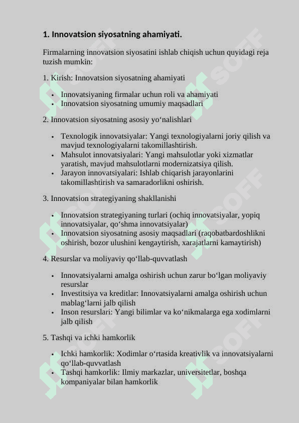 Firmalarning innovatsion siyosati. 3