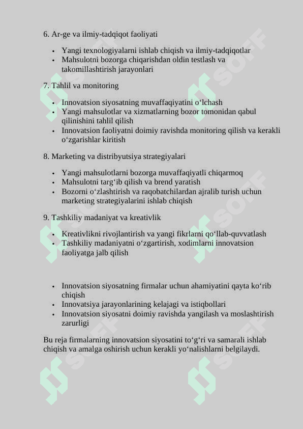 Firmalarning innovatsion siyosati. 4