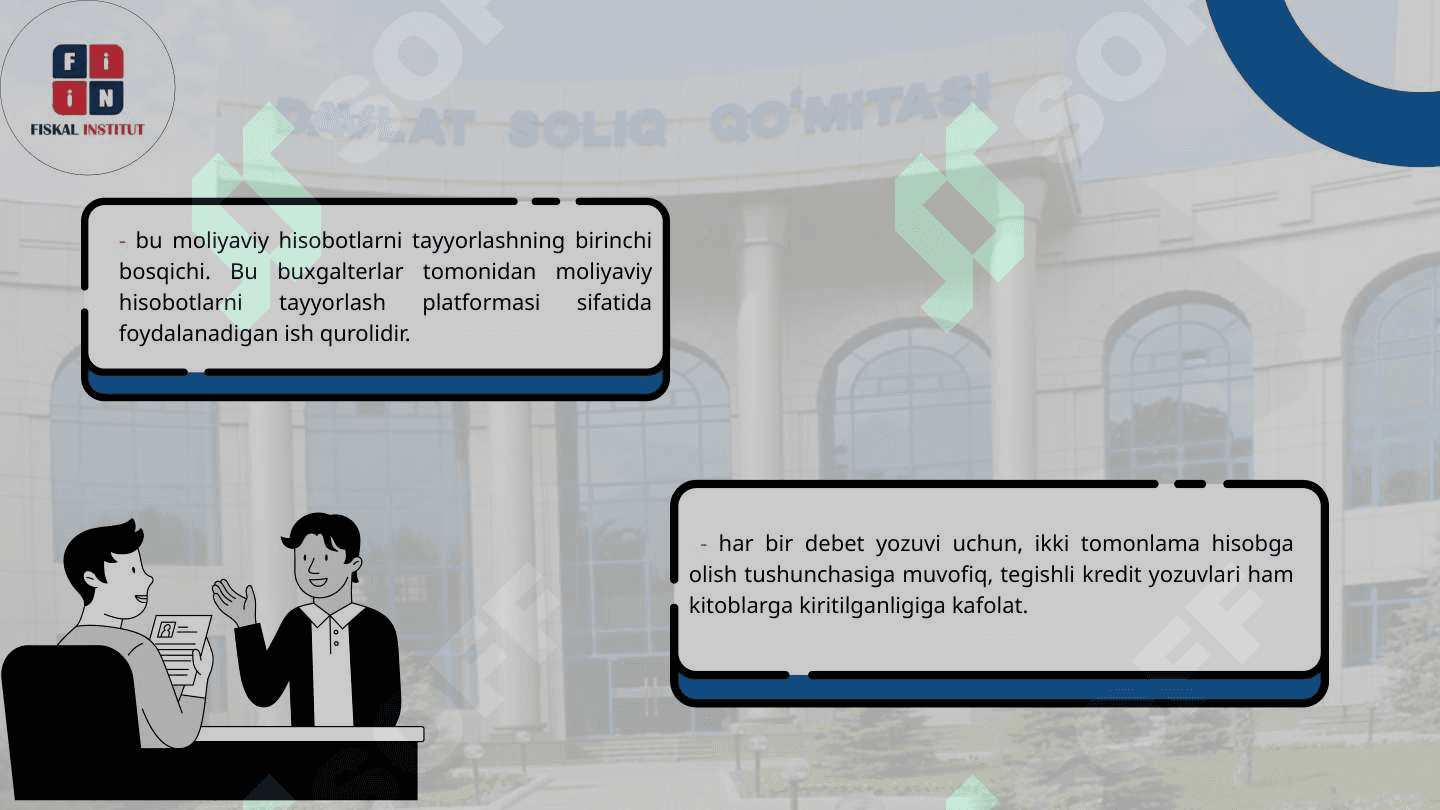SINOV BALANSI VA XATOLAR, ASOSIY MOLIYAVIY HISOBOTLARNI TAYYORLASH 6