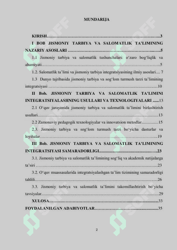 Jismoniy tarbiya va salomatlik talimining integratsiyasi 2