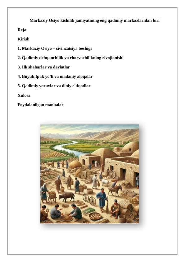 Markaziy Osiyo kishilik jamiyatining eng qadimiy markazlaridan biri 25 1