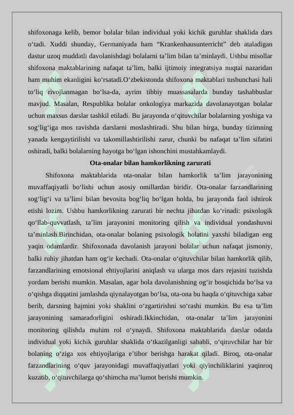 Shifoxonalardagi maktablarda ota-onalar bilan hamkorlik 3