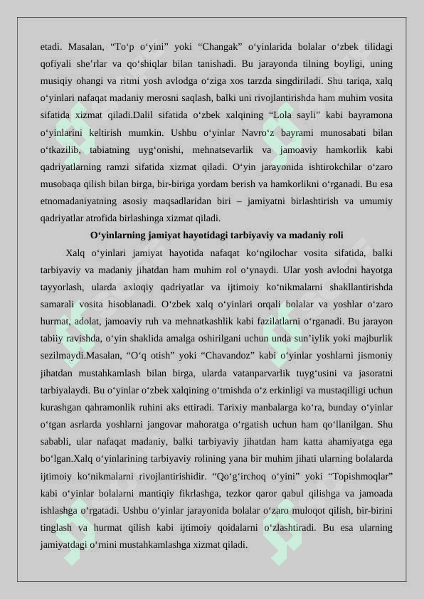 Xalq oyinlari - etnomadaniyatning tarkibiy qism 3