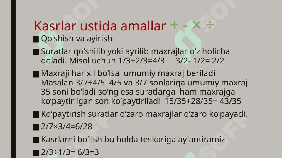 Kasrlar ustida amallar taqdimot 4