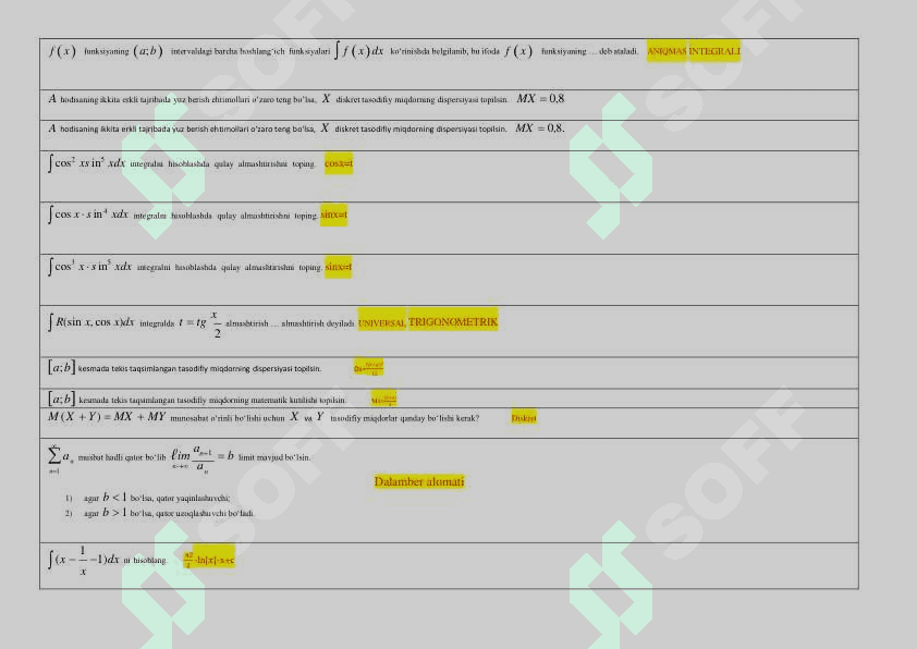 Amaliy matematika YN (JAVOBLAR) (4) 7