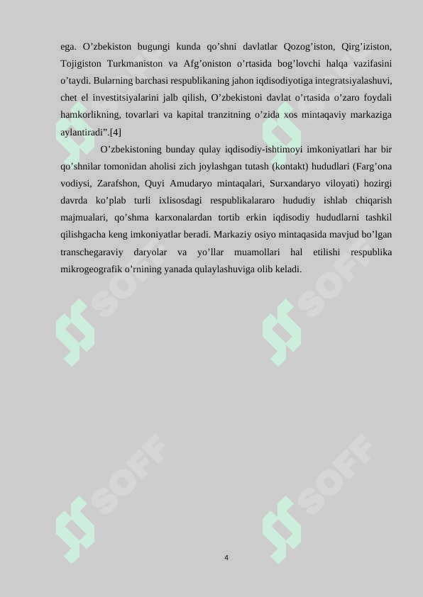 “O`zbekistonning geoiqtisodiy va geosiyosiy salohiyati” 4