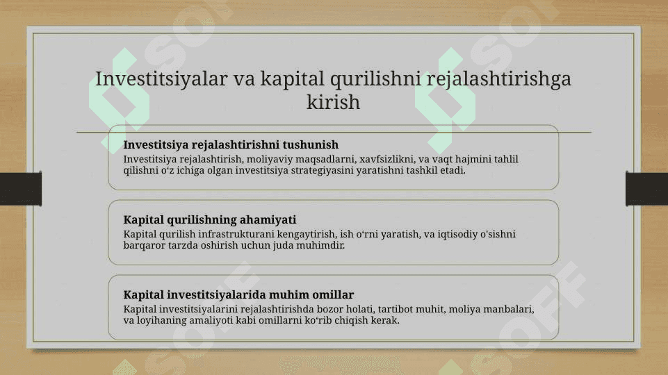 Kapital qoʻyilmalar va kapital qurilishni rejalashtirish 2