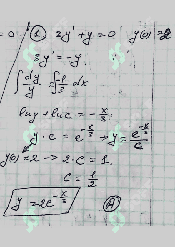 DIFERENSIAL TENGLAMALAR   BARCHA  SAVOLLAR YECHIMLARI. TATU 2025 YIL QAYTA O'QISH SAVOLLARI. 4