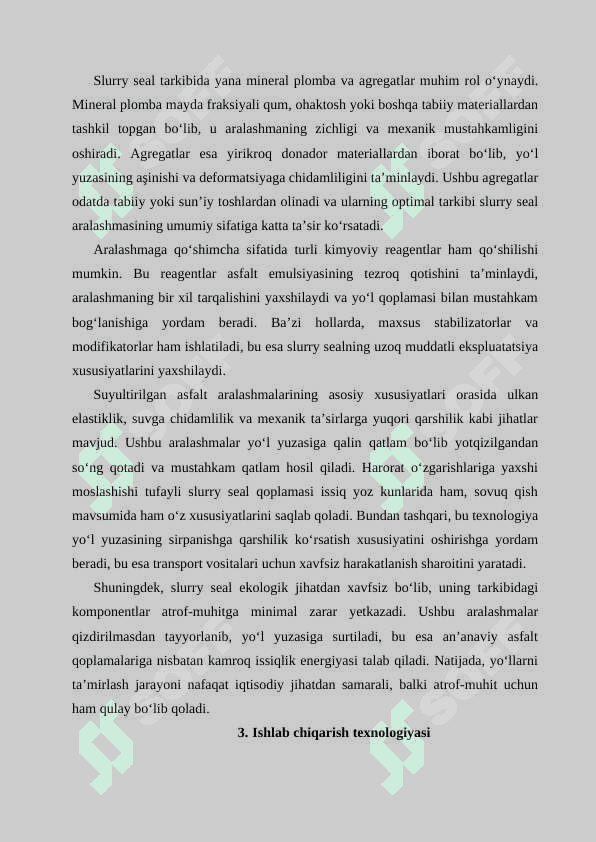 Suyultirilgan asfalt aralashmalarini (slurry seal) ishlab chiqarish texnologiyalari 3