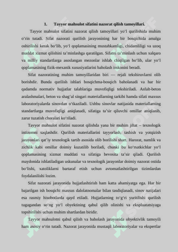 Tayyor mahsulot sifatini nazorat qilish va qabul qilib olish 2