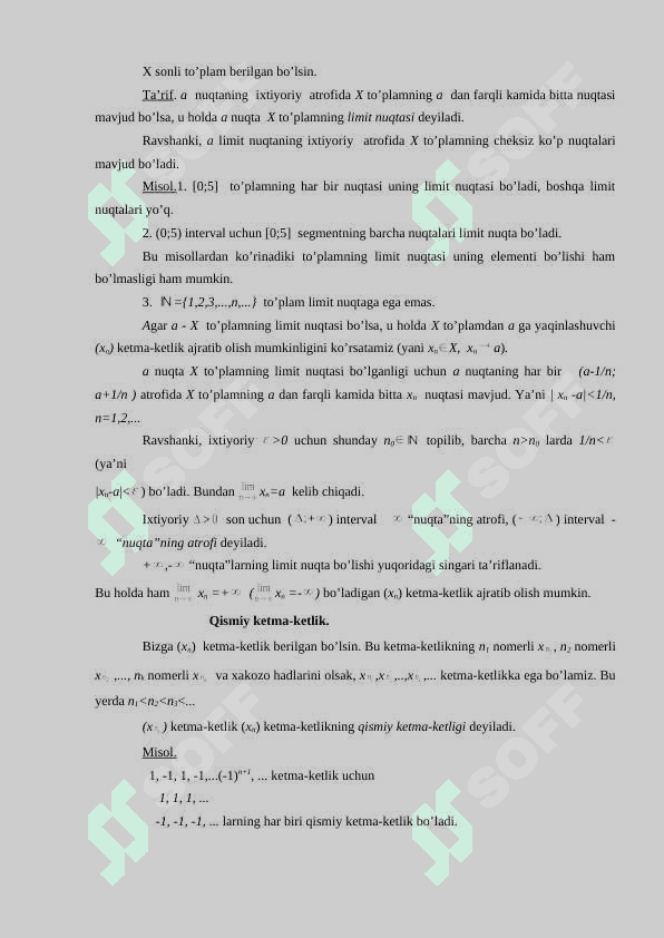 Fundamental ketma-ketliklar. Koshi kriteriyasi Funksiyaning limiti 2