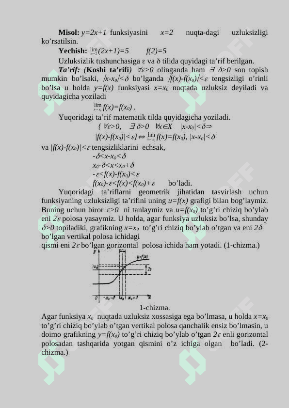 Funksiyaning nuqtada va to’plamda uzluksizligi. Bir tomonlama uzluksizlik, uzilish nuqtalari 3
