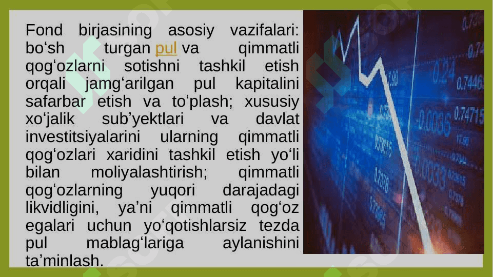 Fond birjasi bozori iqtisodiyotining eng muhim instituti sifatida 5