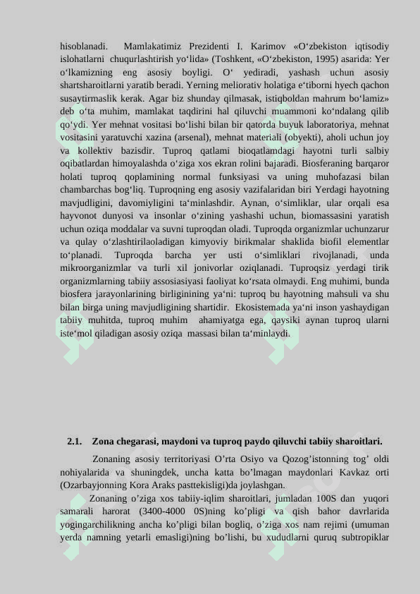 Quruq subtropiklarning tog’ oldi, cho’l – dasht zonasi tuproqlari. Bo’z tuproqlar. 3