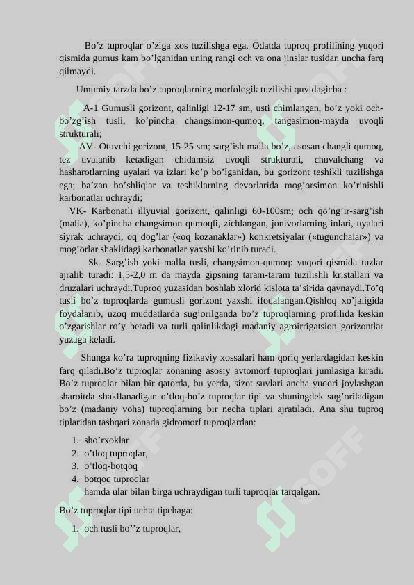 Quruq subtropiklarning tog’ oldi, cho’l – dasht zonasi tuproqlari. Bo’z tuproqlar. 7