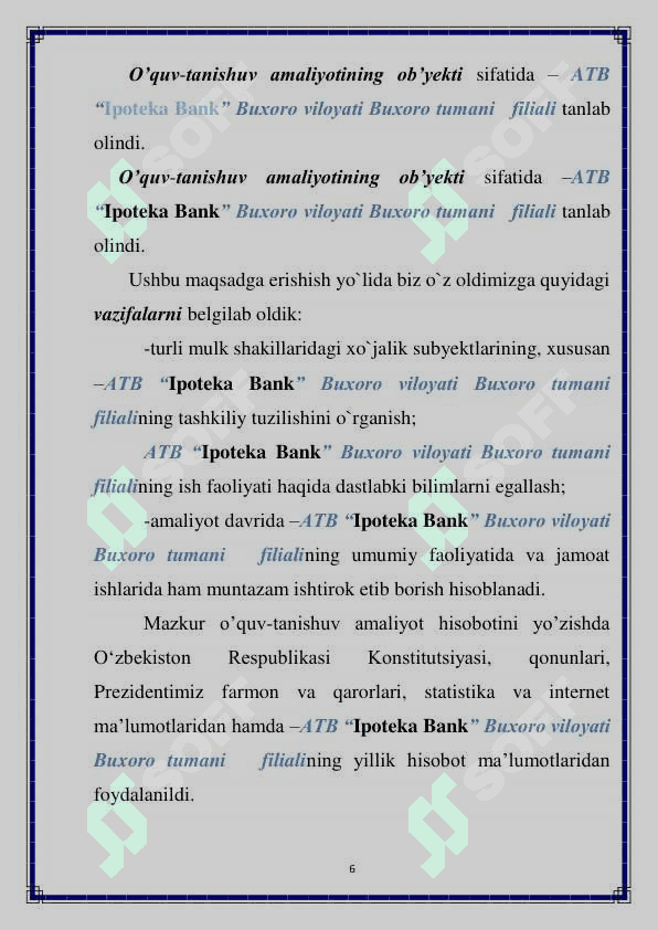 IPOTEKA Bankda o'tilgan amaliyot bo'yicha hisobot 6