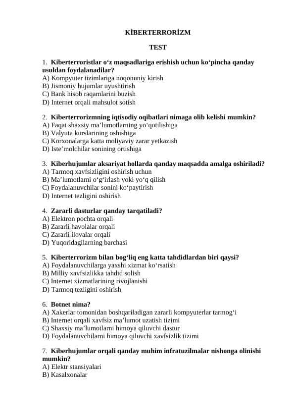 KİBERTERRORİZM TEST