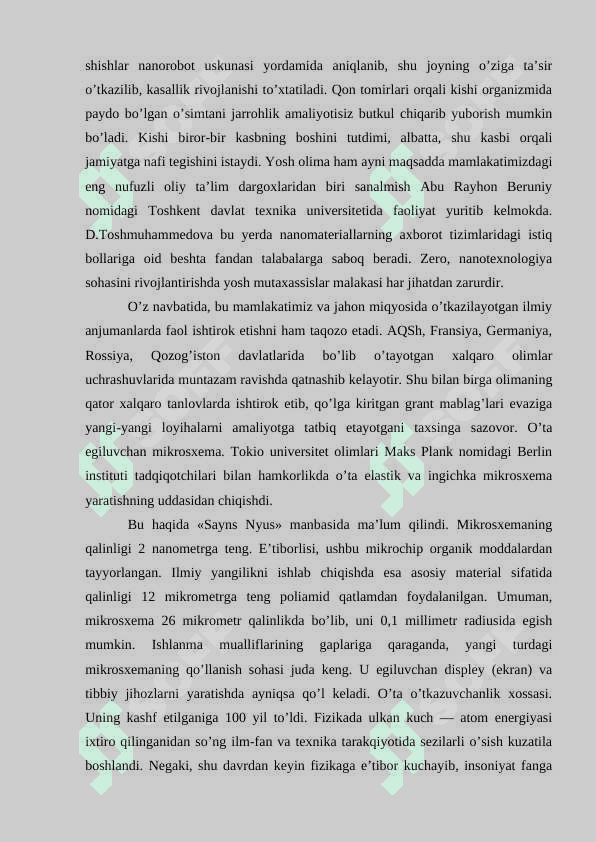 Nano o’lchamli yupqa qatlamlarning tuzilishi va xossalari 3