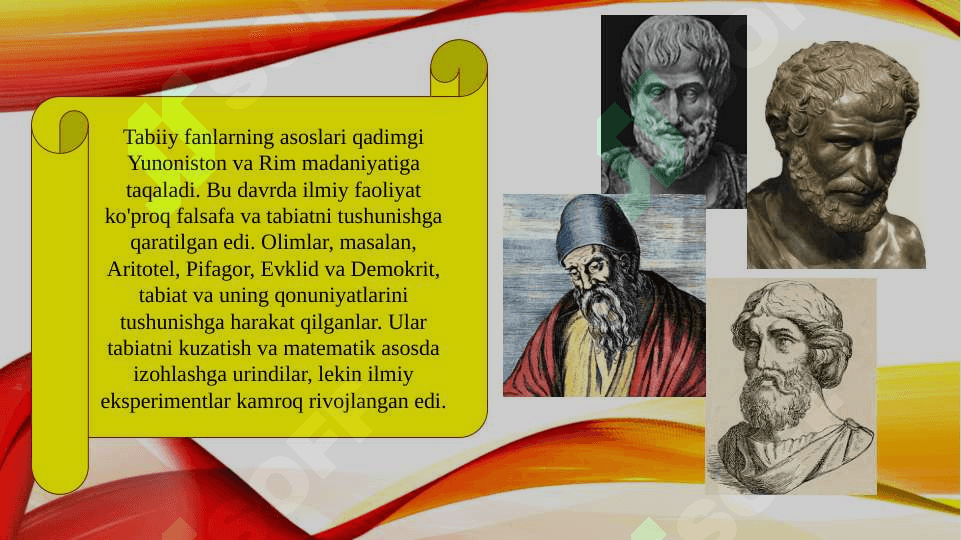Tabiiy fanlar shakllanishining asosiy bosqichlari (TAQDIMOT) 4