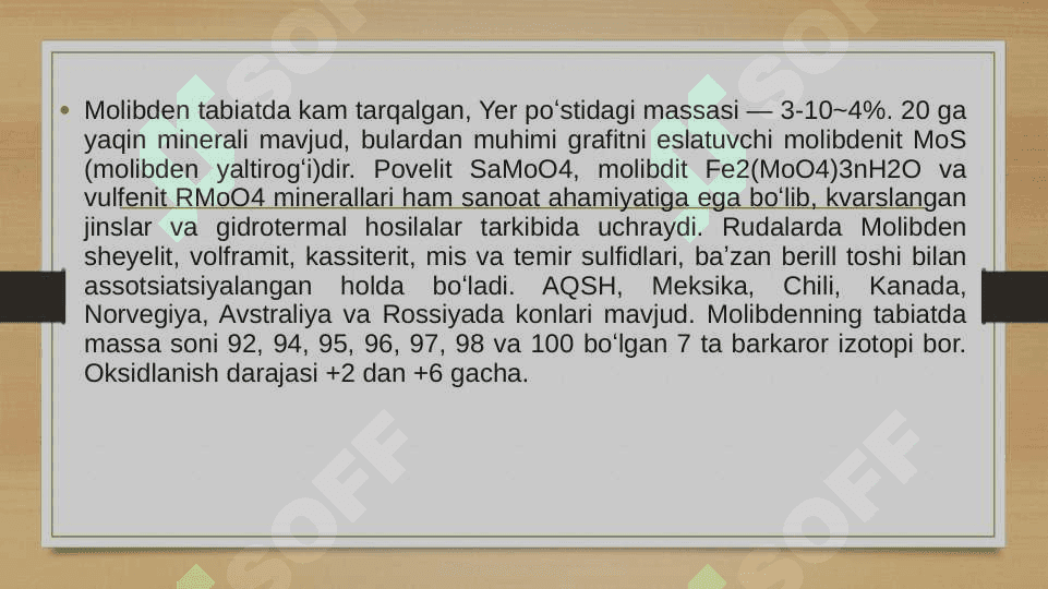 Molibden (Mo) 4