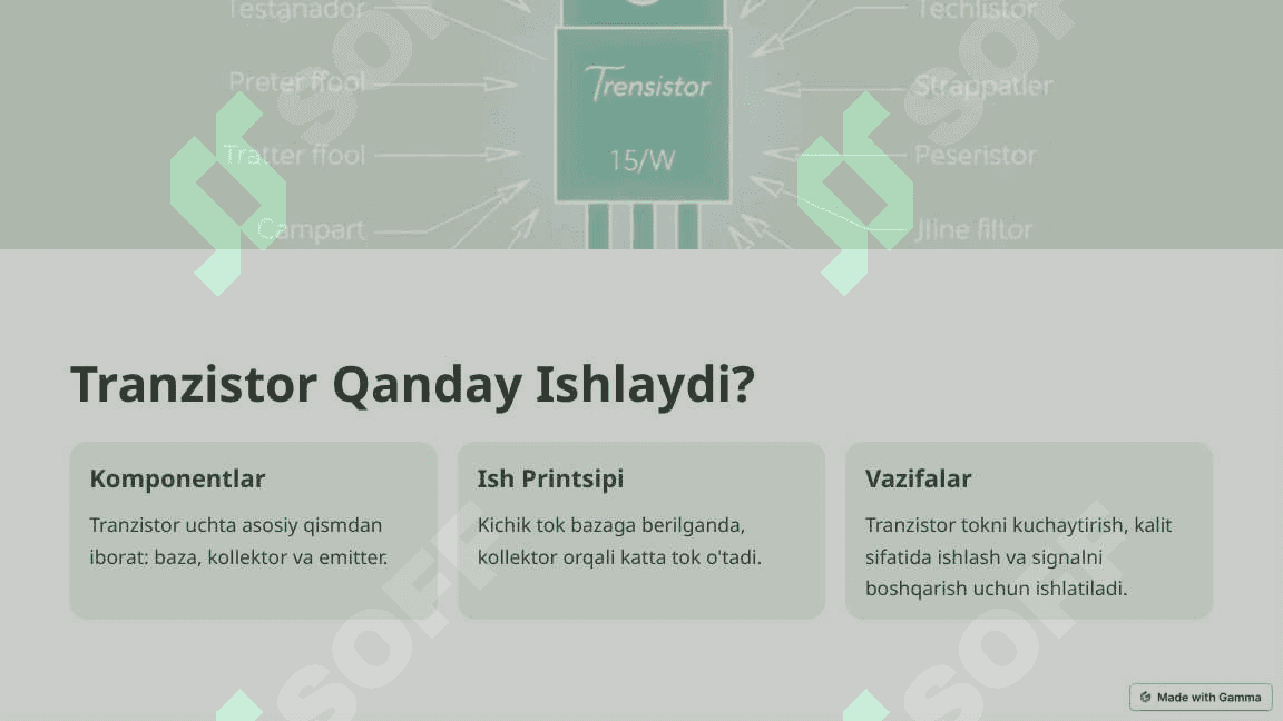 Tranzistorlar va yarim o'tkazgichlar 4