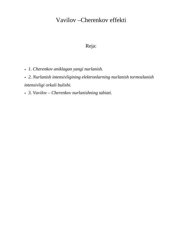 Vavilov –Cherenkov effekti 1