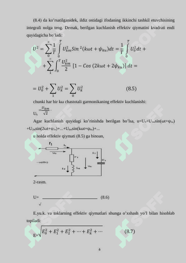 Nosinusoidal davriy kuchlanish va toklar 6