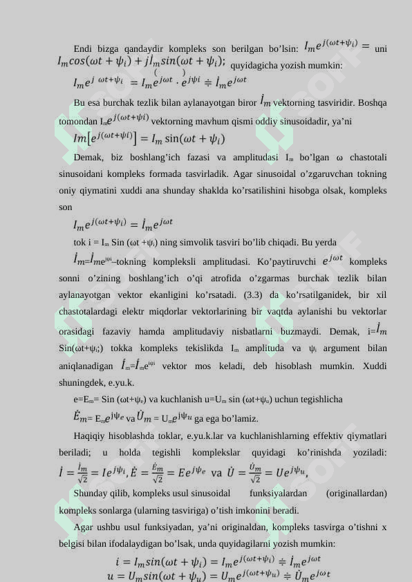 O’zgaruvchan tok zanjirlarini kompleks usulda hisoblash 4