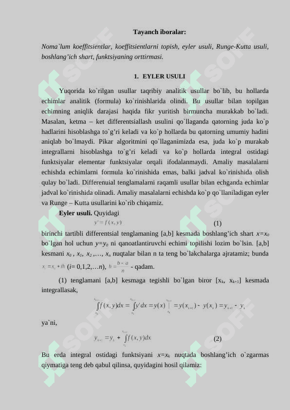 Oddiy differentsial tenglamalarni taqribiy echish usullari. Eyler va runge-kutta usullari 2