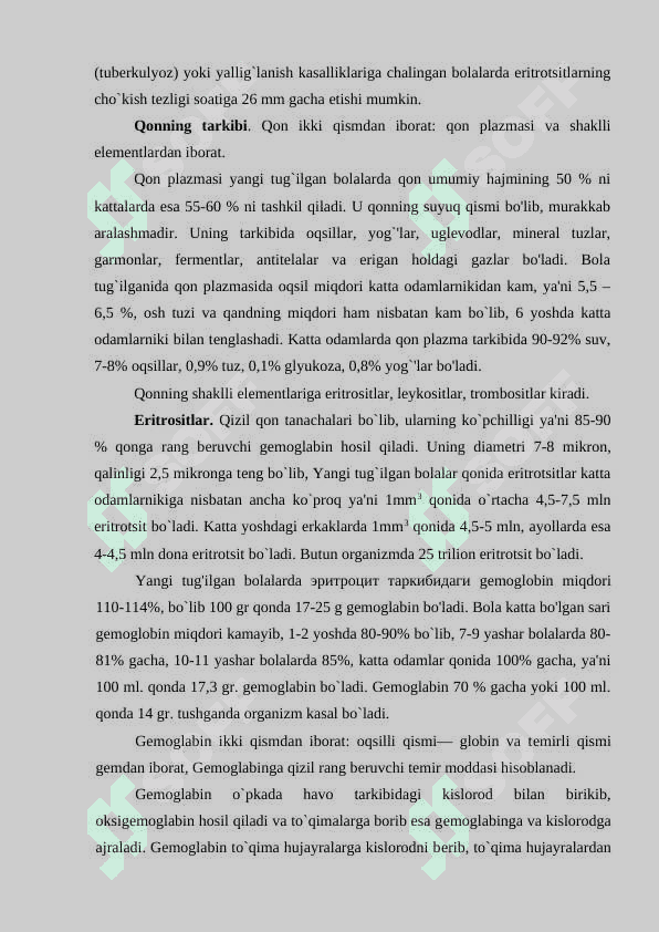 Qon. Qon aylanish organlarining yosh xususiyatlari 4