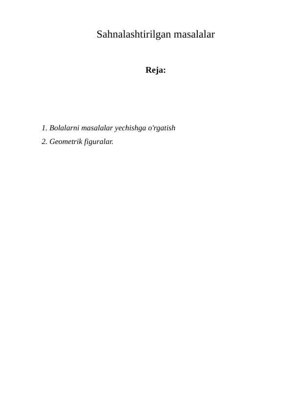 Sahnalashtirilgan masalalar 1