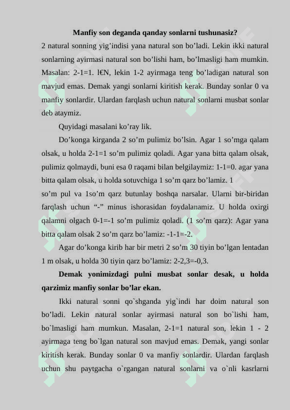 Son tushunchasini kengaytirish manfiy va musbat sonlar 2