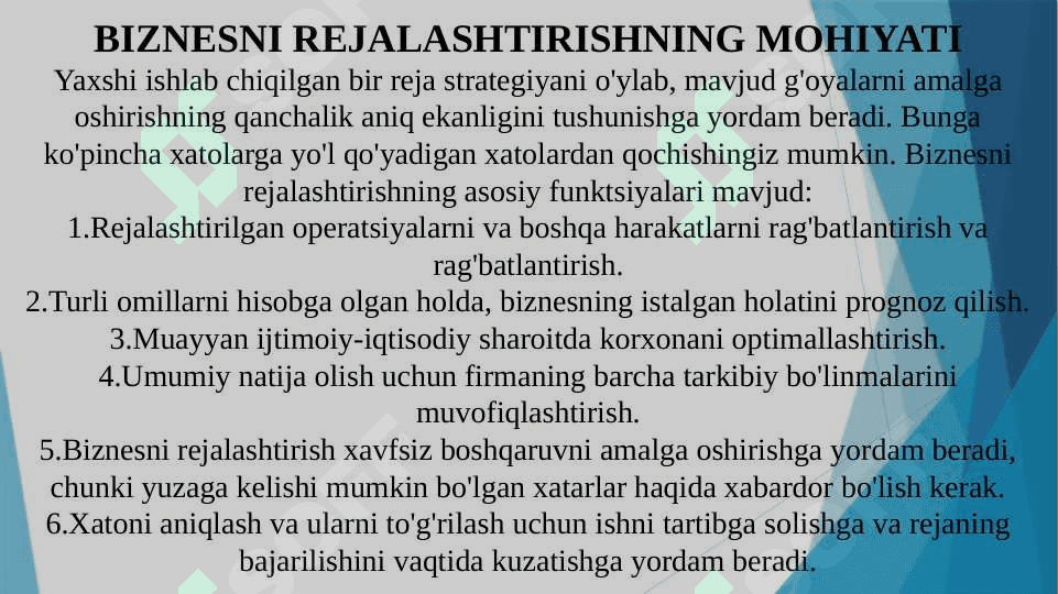 BIZNES REJALASHTIRISH VA BASHORAT QILISH TUSHUNCHALARI 3