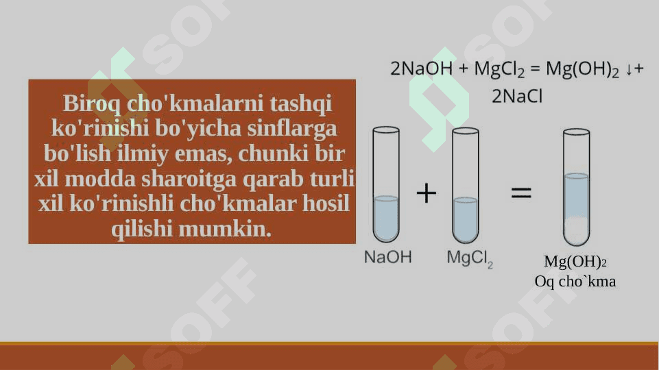 Birin-ketin cho`ktirish. Cho`kmalarning erishi. Ularning o`ziga xos sifat reaksiyalari 4