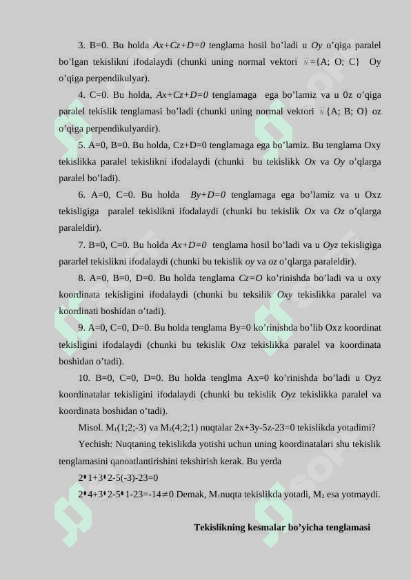 Tekislik tenglamalari 4