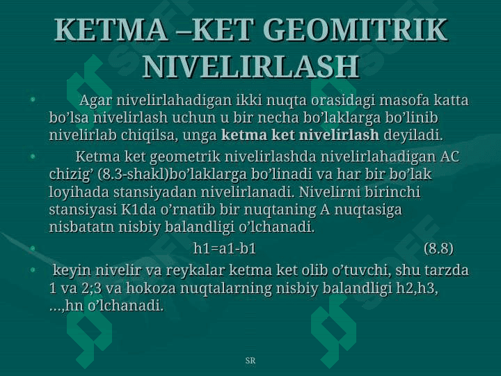 8 MAVZU Maydonni kvadratlarga bo`lib nivelirlash 2 5
