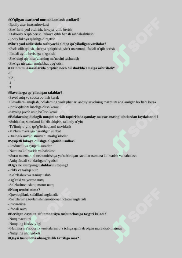 Nutq o’stirish nazariyasi va metodikasi fanidan test savoli javobi bilan 3