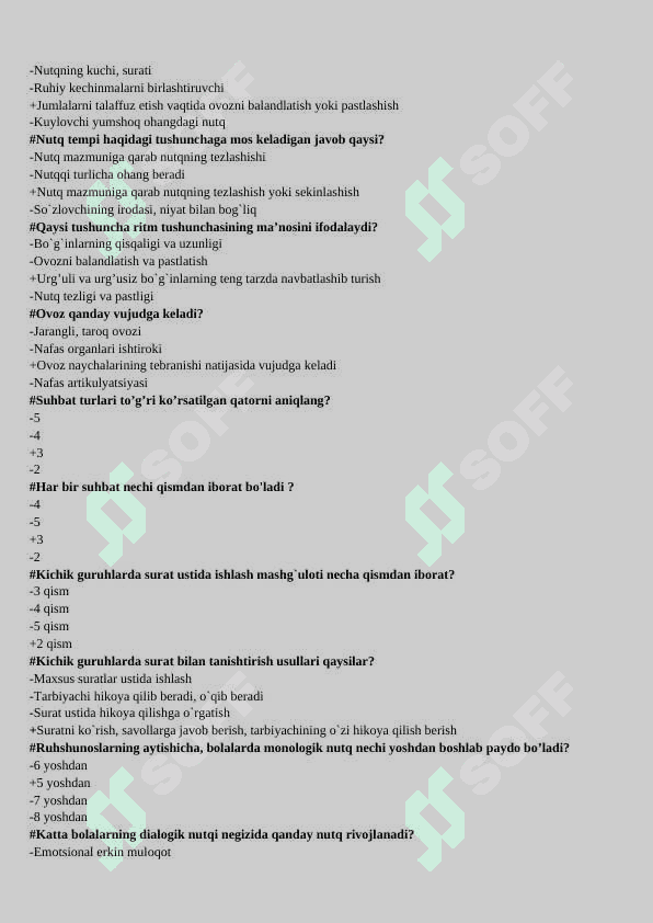 Nutq o’stirish nazariyasi va metodikasi fanidan test savoli javobi bilan 4
