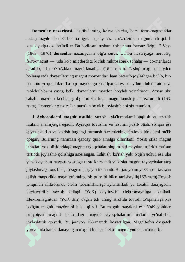Qattiq jismlarning magnitlanishi, Ferromagnitlar, Paramagnitiklar, Diamagnitiklar 4